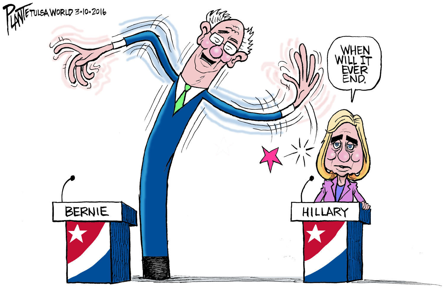 Bruce Plante Cartoon: Bernie Sanders the Tubeman